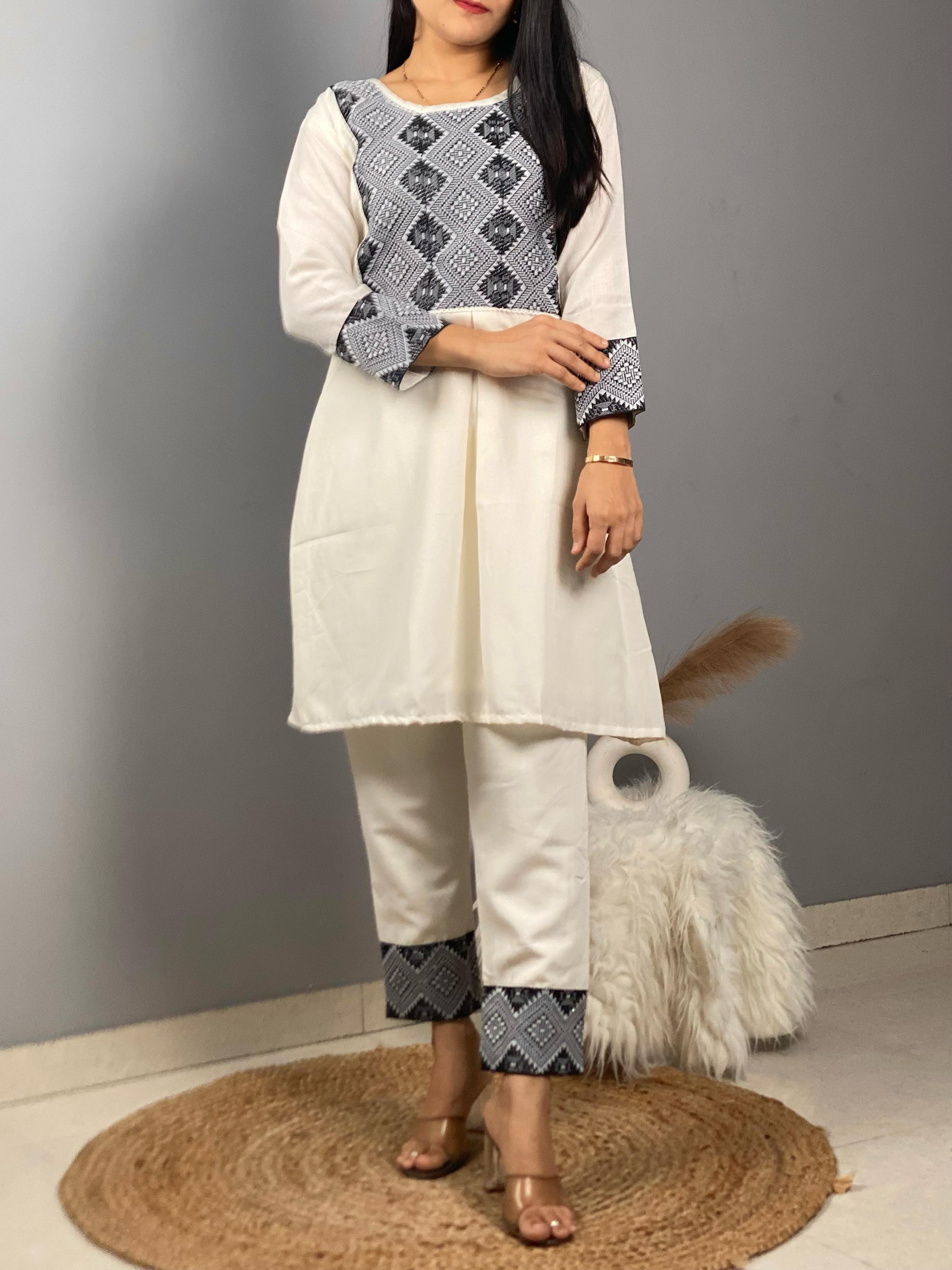 Beautiful Designer Pure Cotton Slub Cord Set