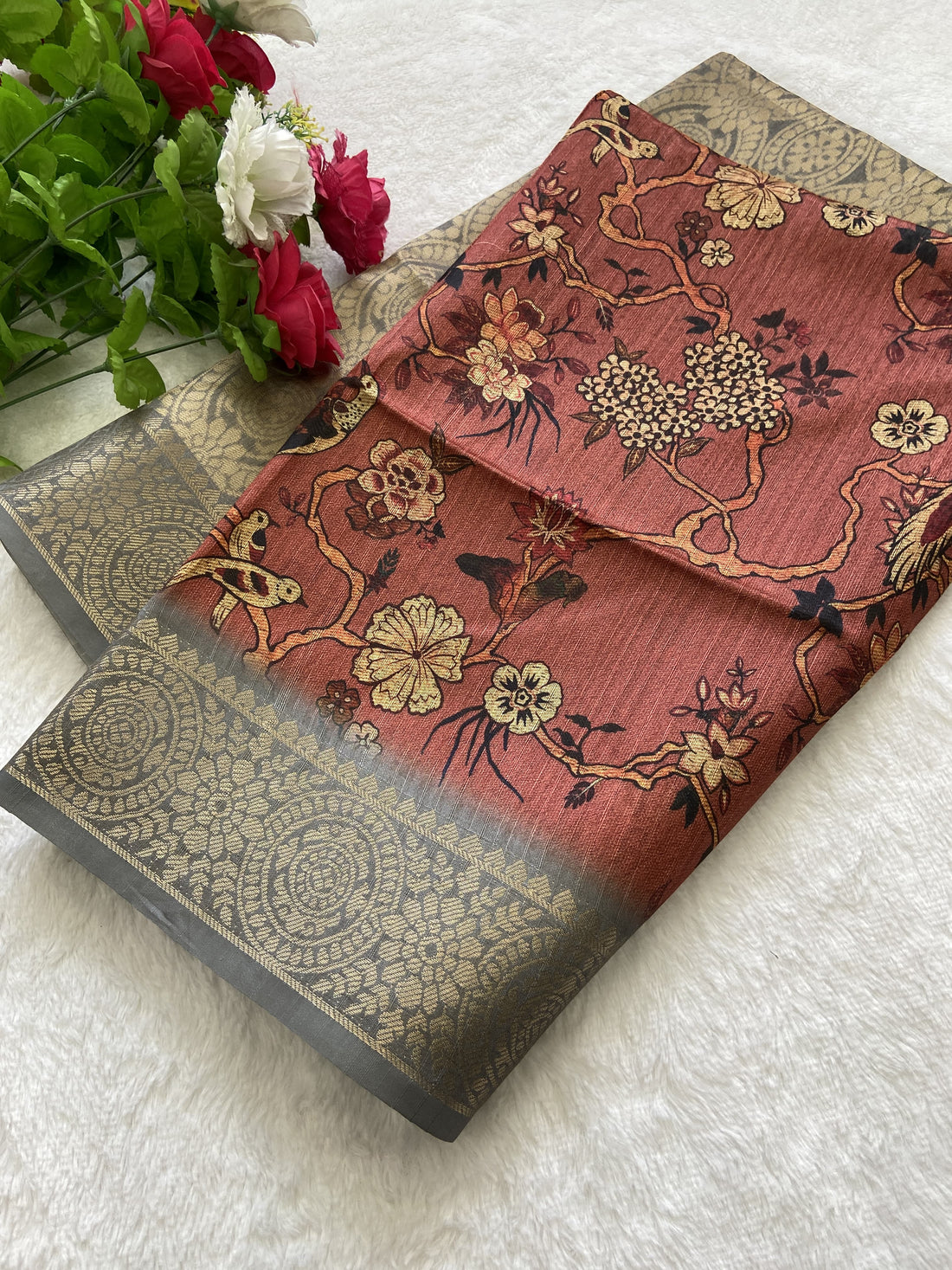 Beautiful Designer Soft Tussar Silk Saree