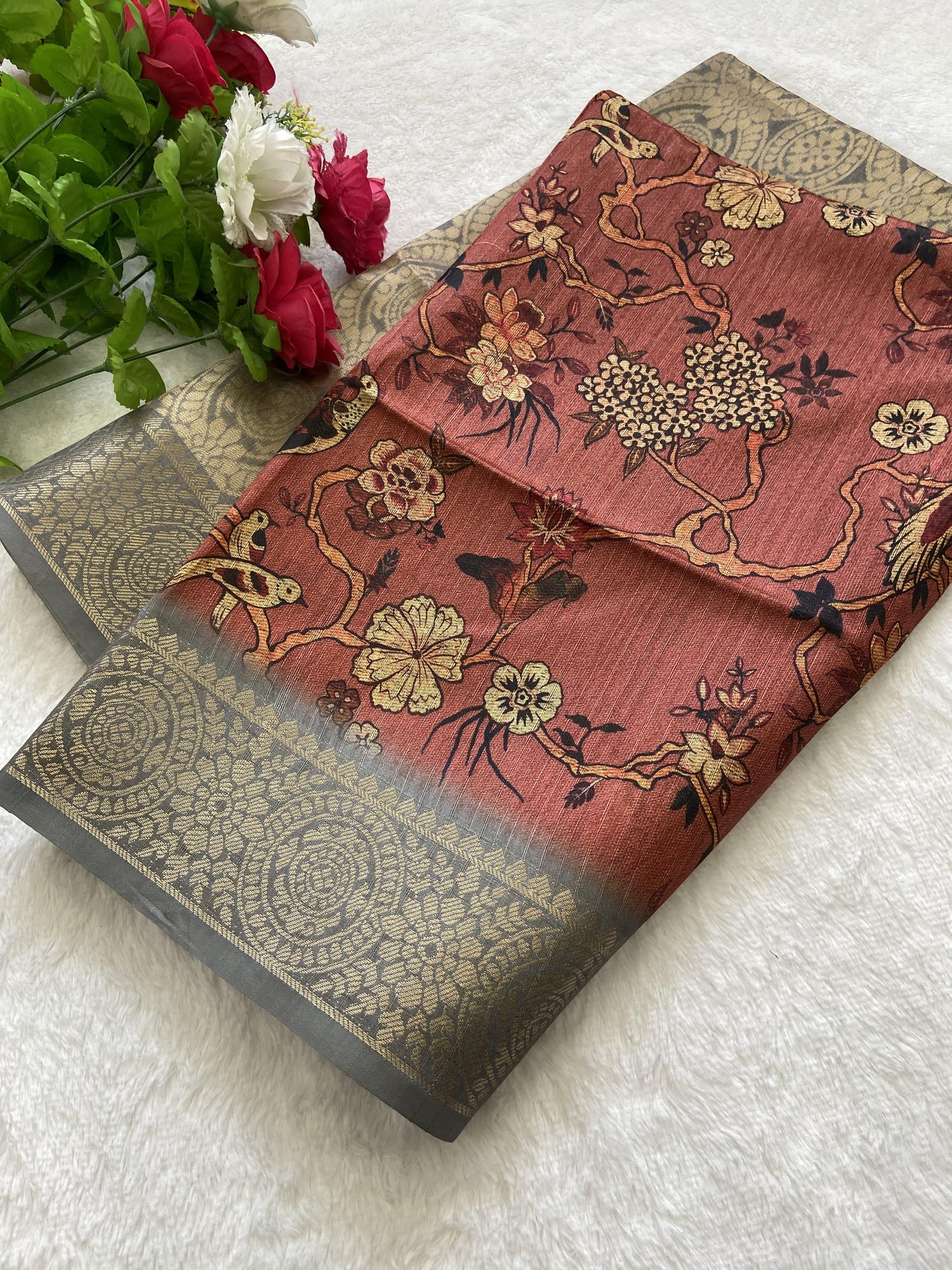 Beautiful Designer Soft Tussar Silk Saree