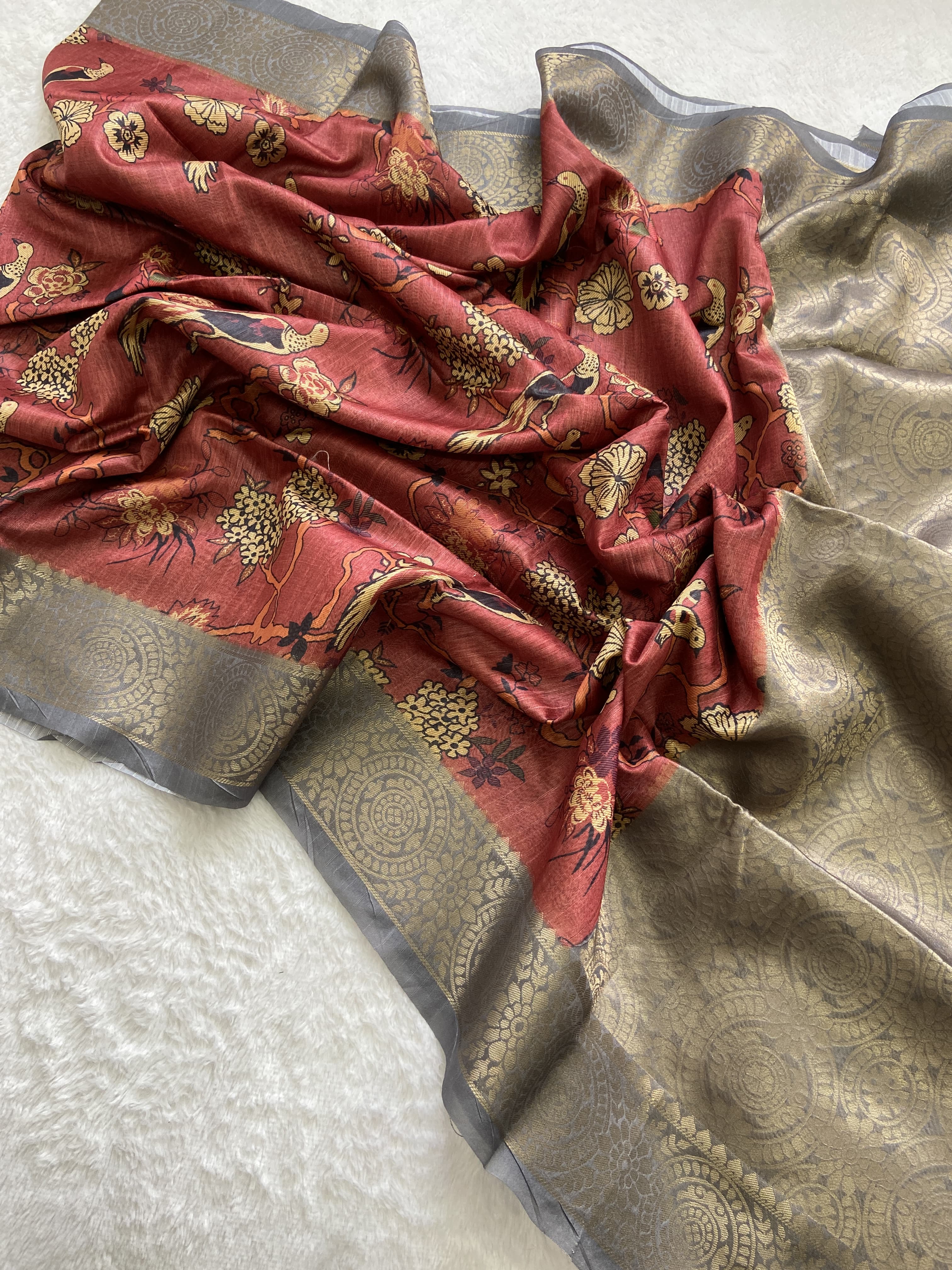 Beautiful Designer Soft Tussar Silk Saree