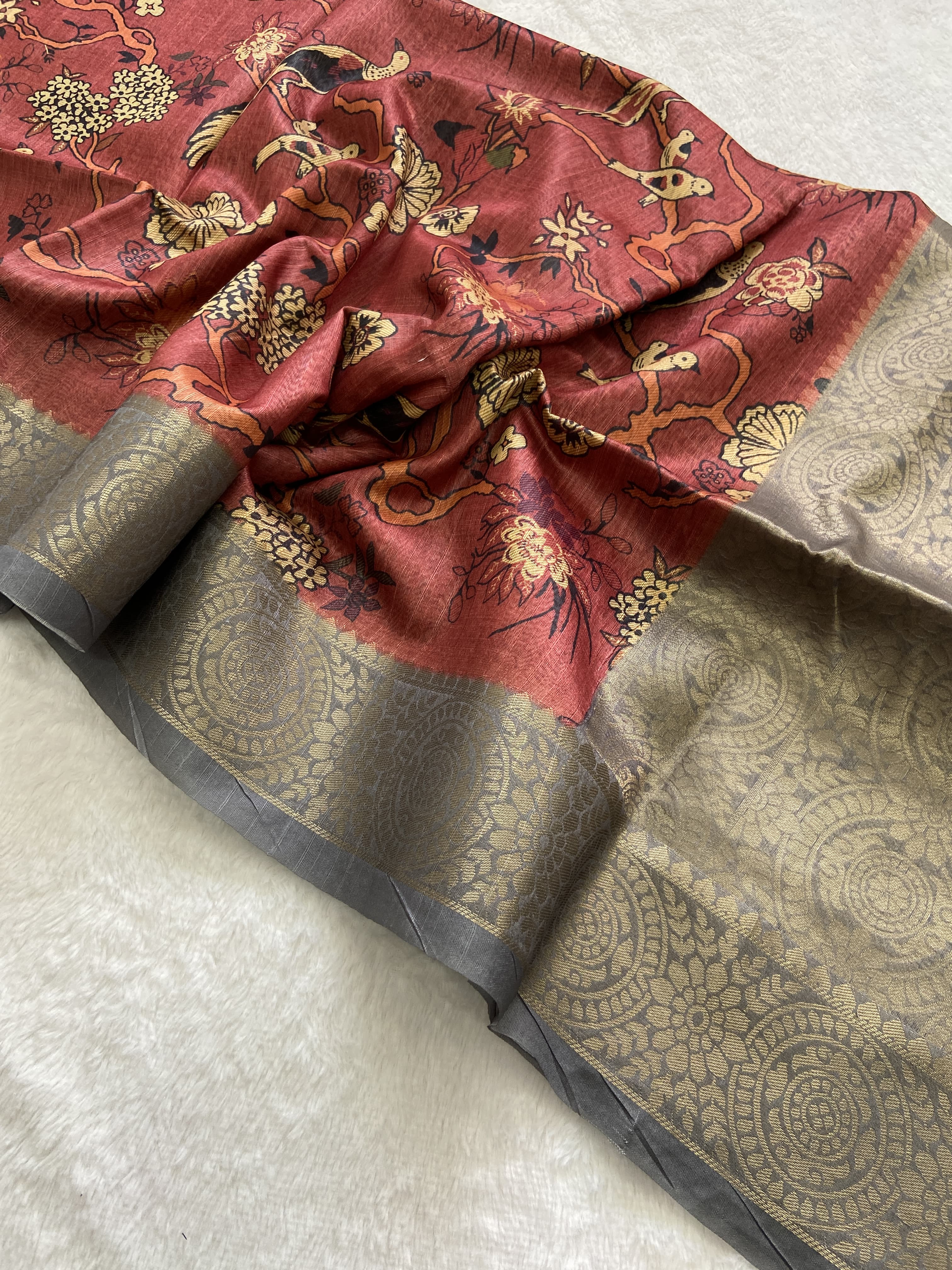 Beautiful Designer Soft Tussar Silk Saree