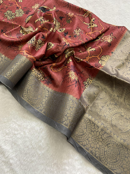 Beautiful Designer Soft Tussar Silk Saree