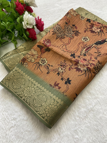 Beautiful Designer Soft Tussar Silk Saree