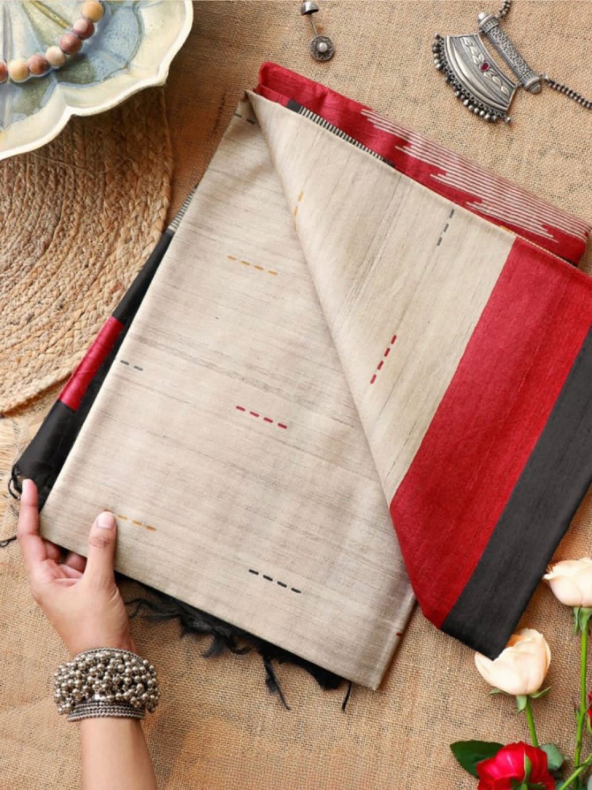 Beautiful Designer Soft Tussar Silk Saree