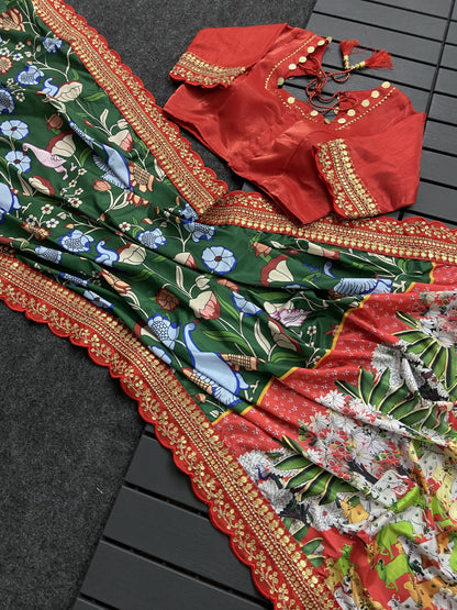 Beautiful Designer Soft Mangalagiri Silk Saree