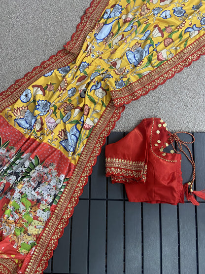 Beautiful Designer Soft Mangalagiri Silk Saree
