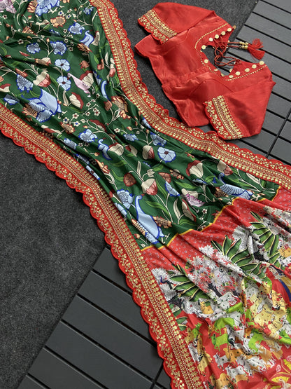 Beautiful Designer Soft Mangalagiri Silk Saree