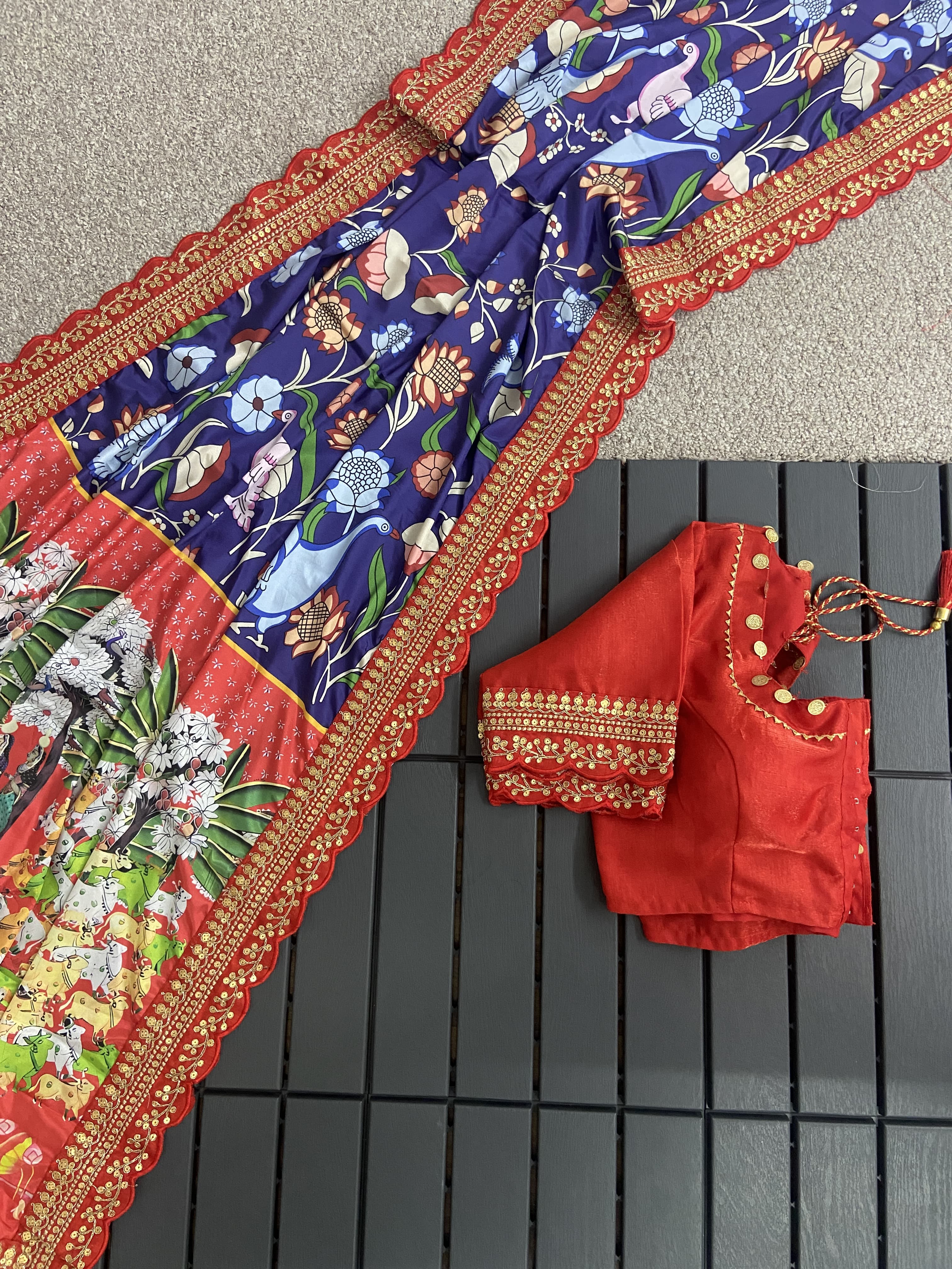 Beautiful Designer Soft Mangalagiri Silk Saree