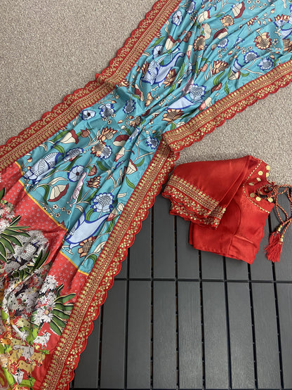 Beautiful Designer Soft Mangalagiri Silk Saree