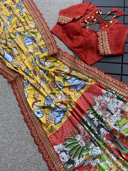 Beautiful Designer Soft Mangalagiri Silk Saree