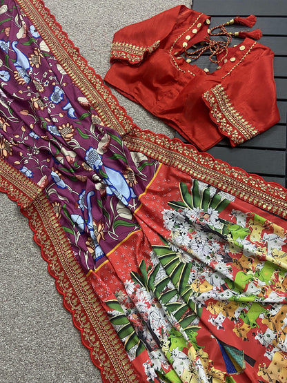 Beautiful Designer Soft Mangalagiri Silk Saree