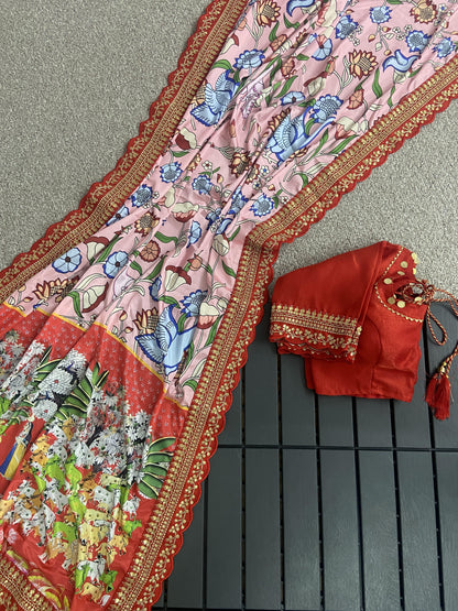 Beautiful Designer Soft Mangalagiri Silk Saree