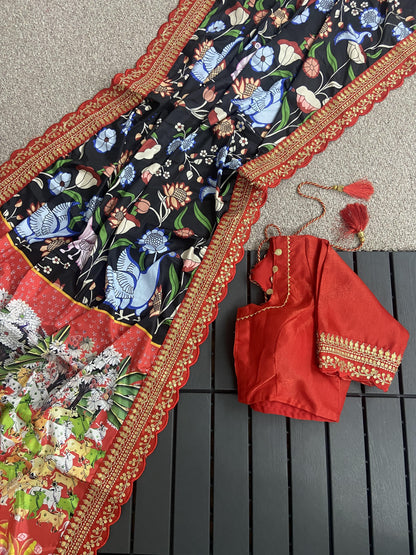 Beautiful Designer Soft Mangalagiri Silk Saree