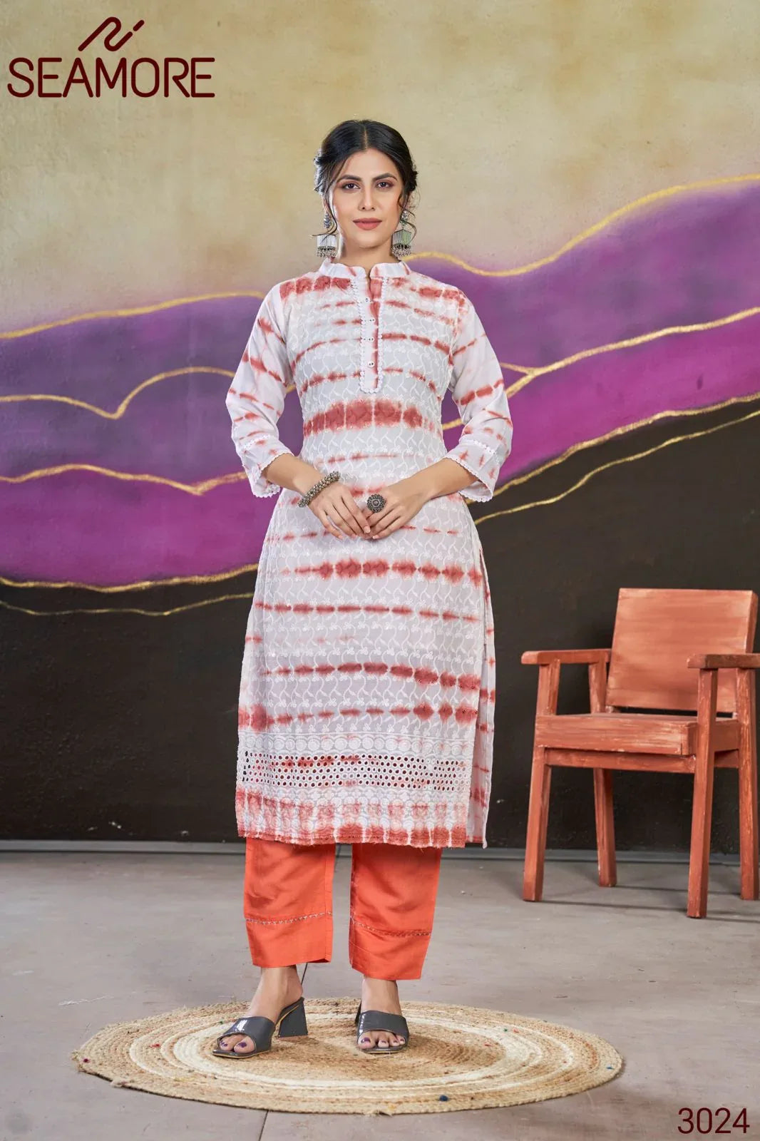 Beautiful Designer Pure Cotton Schiffli Kurti
