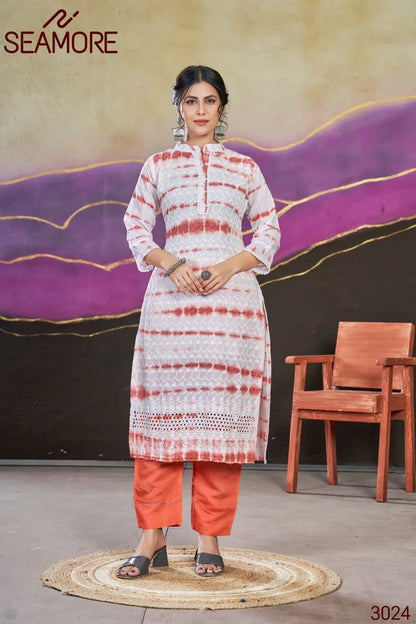 Beautiful Designer Pure Cotton Schiffli Kurti (549x04)