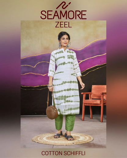 Beautiful Designer Pure Cotton Schiffli Kurti (549x04)