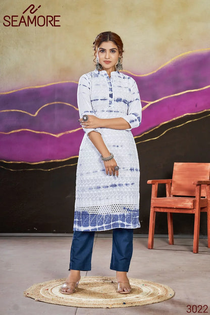 Beautiful Designer Pure Cotton Schiffli Kurti (549x04)