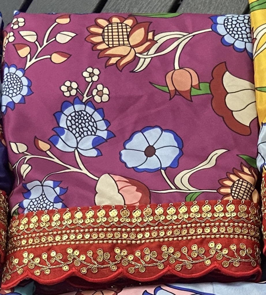 Beautiful Designer Soft Mangalagiri Silk Saree