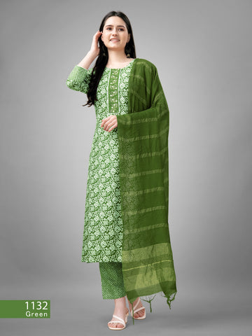 Beautiful Designer Pure Cotton Full Stiched Kurti Pant with Dupatta
