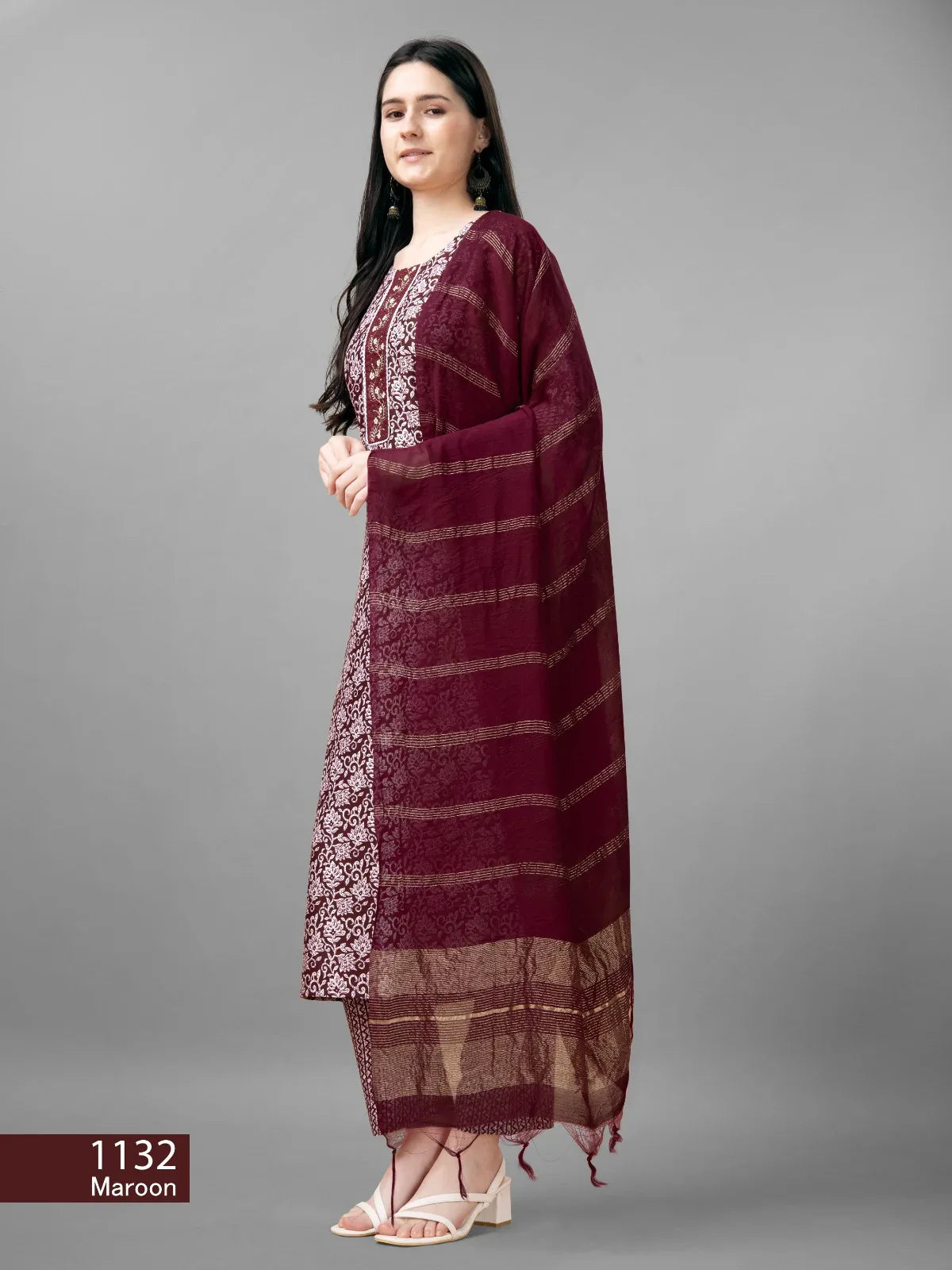 Beautiful Designer Pure Cotton Full Stiched Kurti Pant with Dupatta