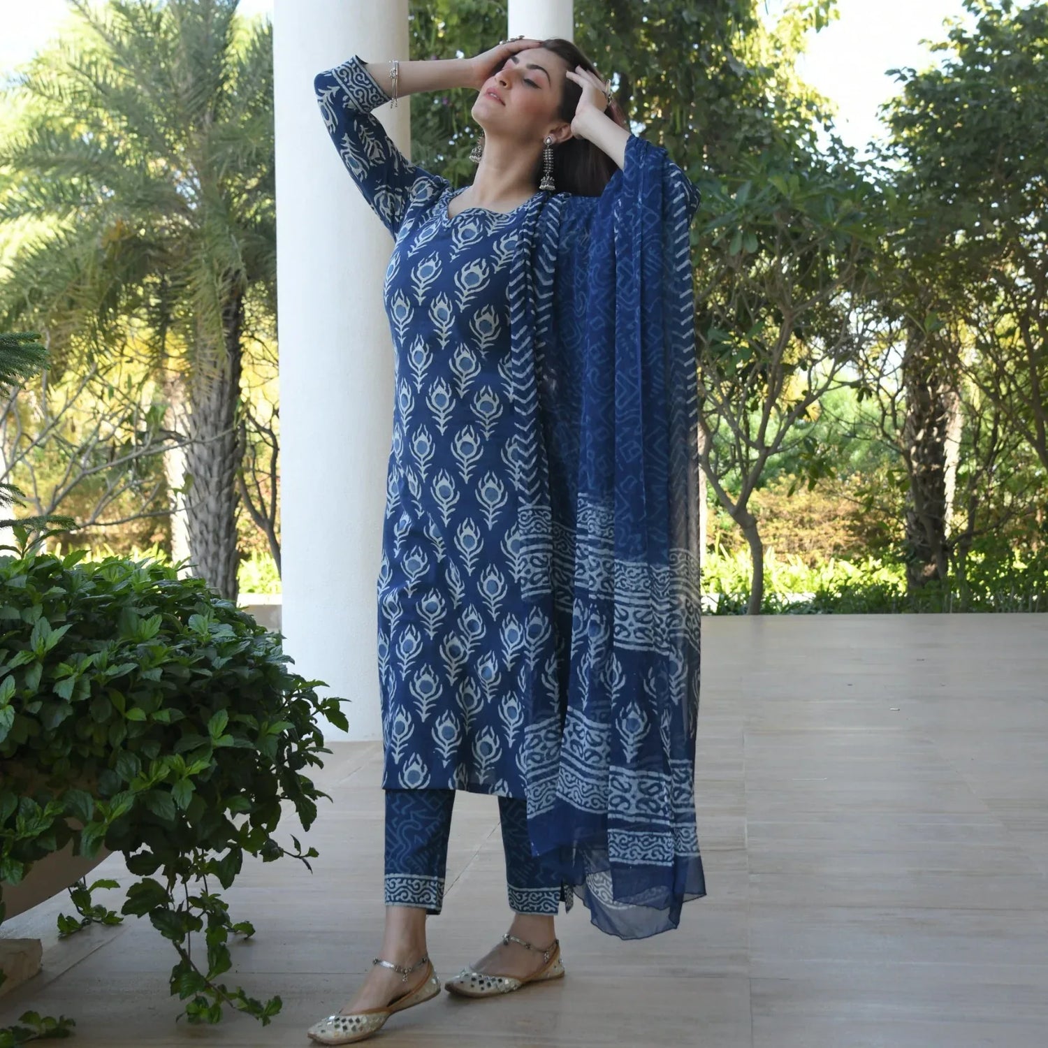 Beautiful Designer Pure Cotton Full Stiched Kurti Pant with Dupatta