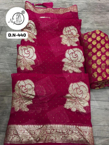 Beautiful Designer Jaipuri Pure Georgette Wedding Special Saree