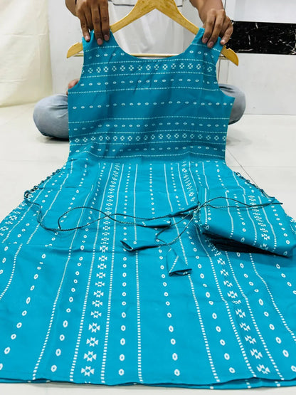 Beautiful Designer Cotton Sleev Less Kurti Pent Set
