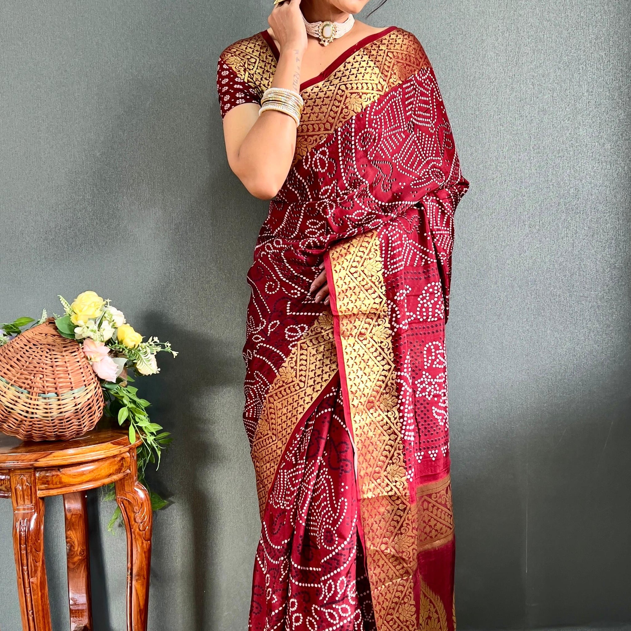 Beautiful Designer Rasleela Art Silk Bandhani Saree