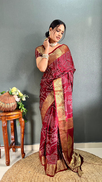 Beautiful Designer Rasleela Art Silk Bandhani Saree