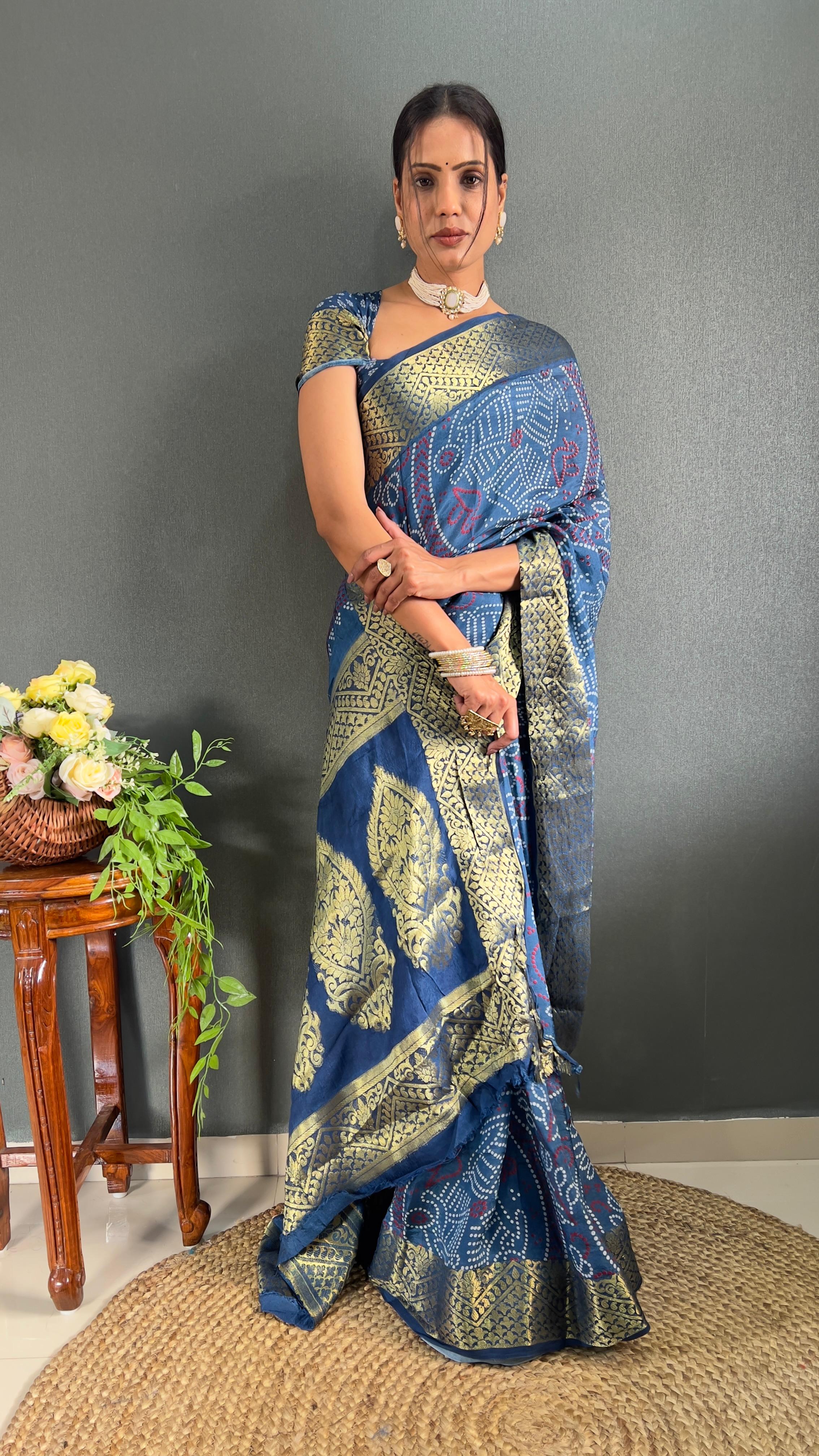 Beautiful Designer Rasleela Art Silk Bandhani Saree