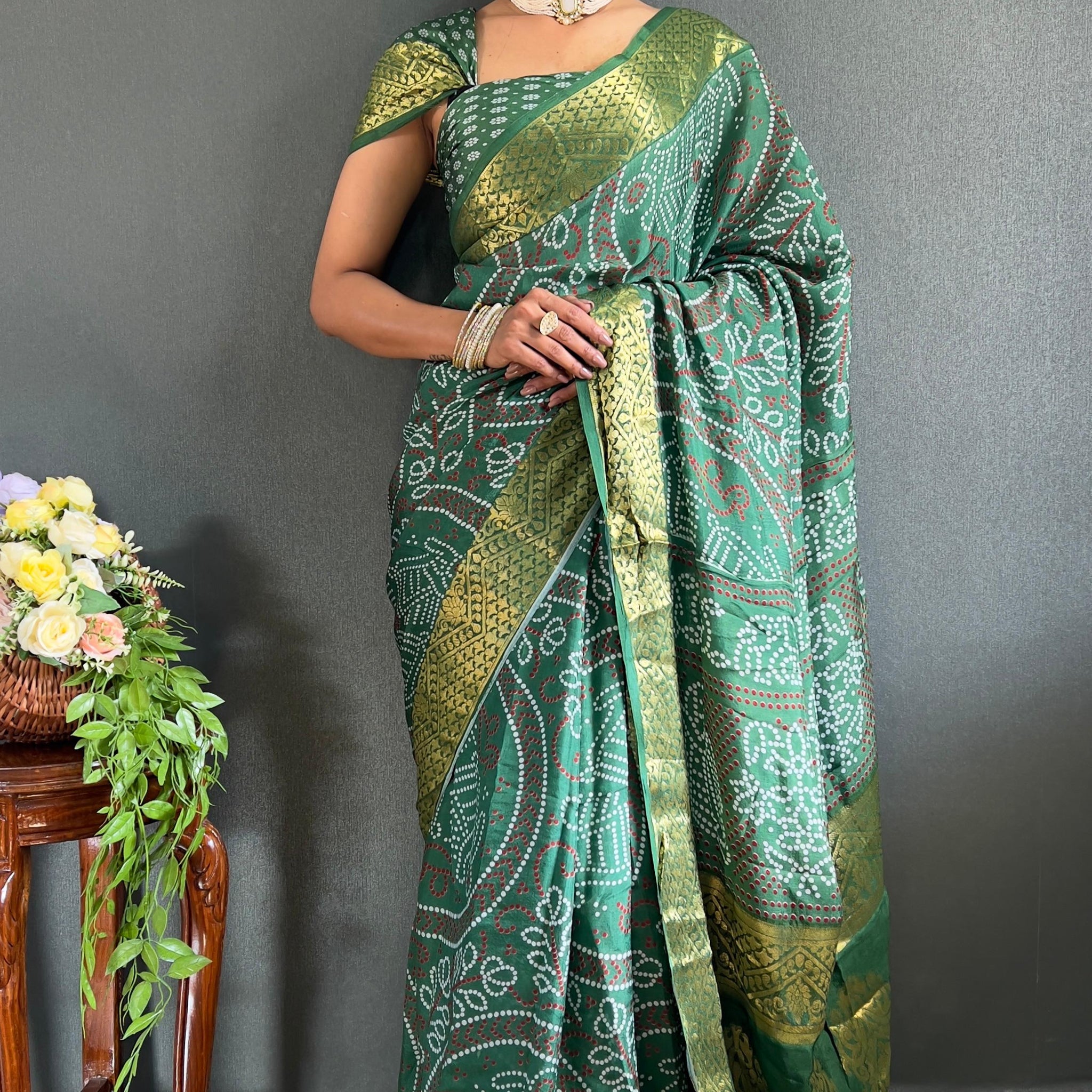 Beautiful Designer Rasleela Art Silk Bandhani Saree