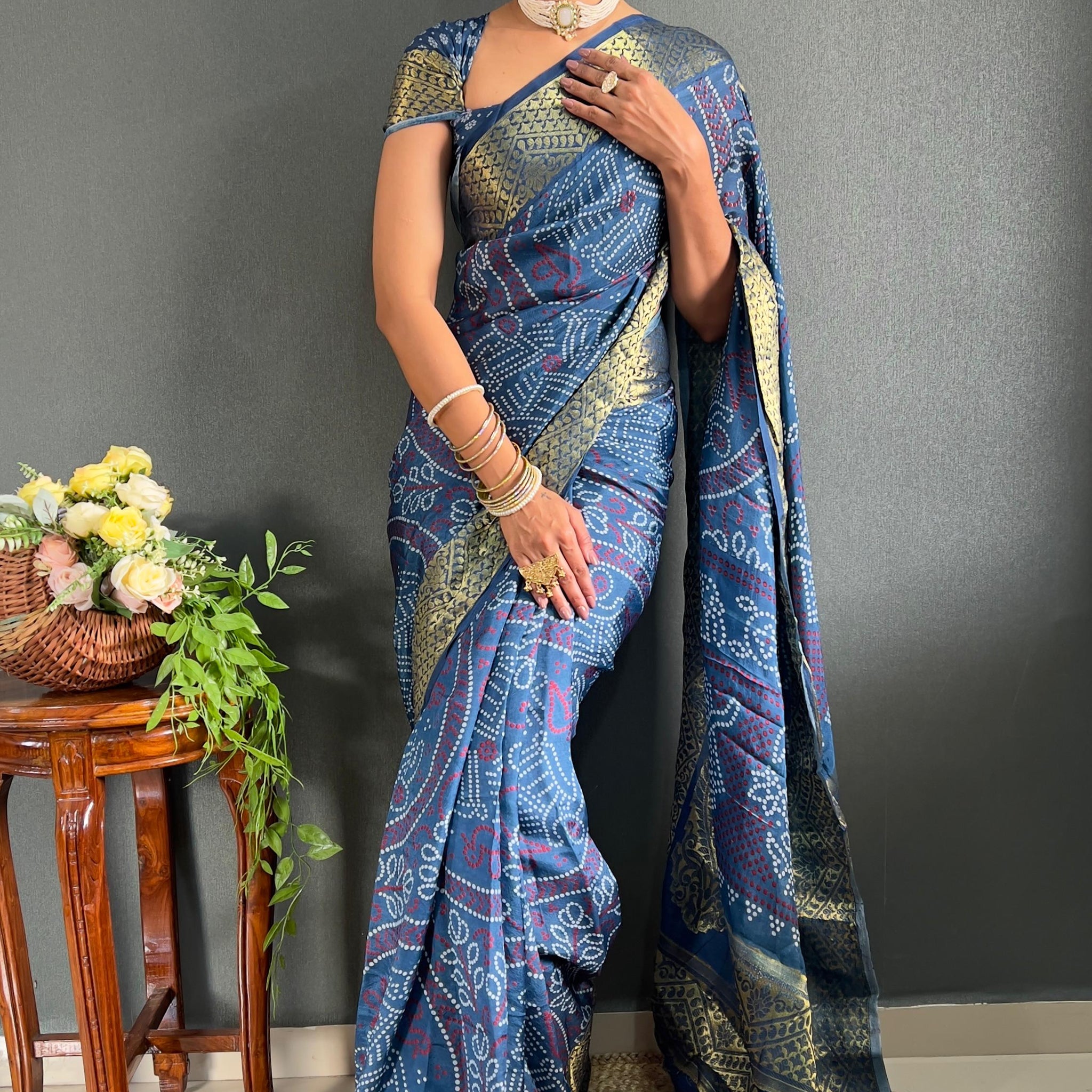 Beautiful Designer Rasleela Art Silk Bandhani Saree