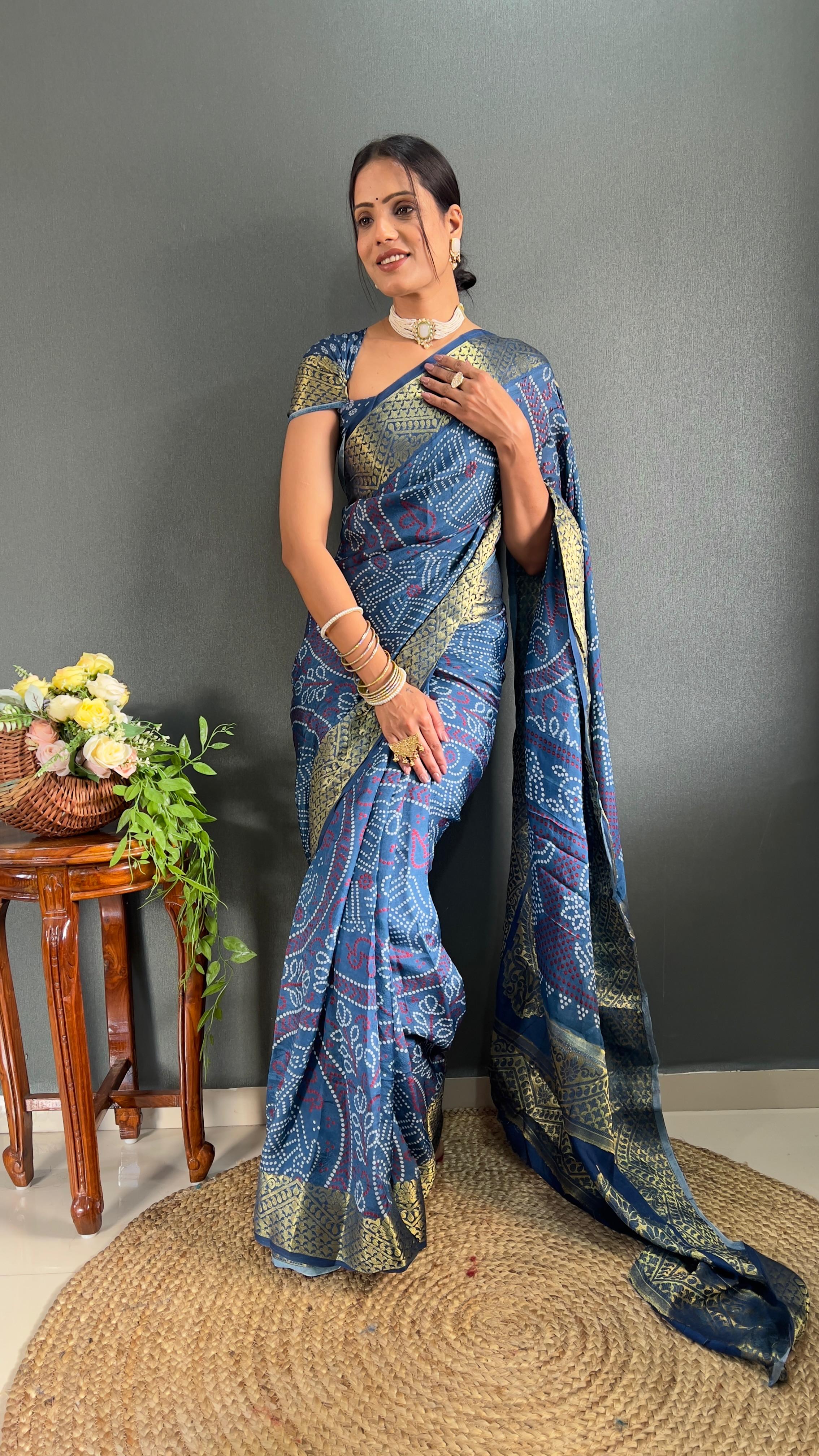 Beautiful Designer Rasleela Art Silk Bandhani Saree