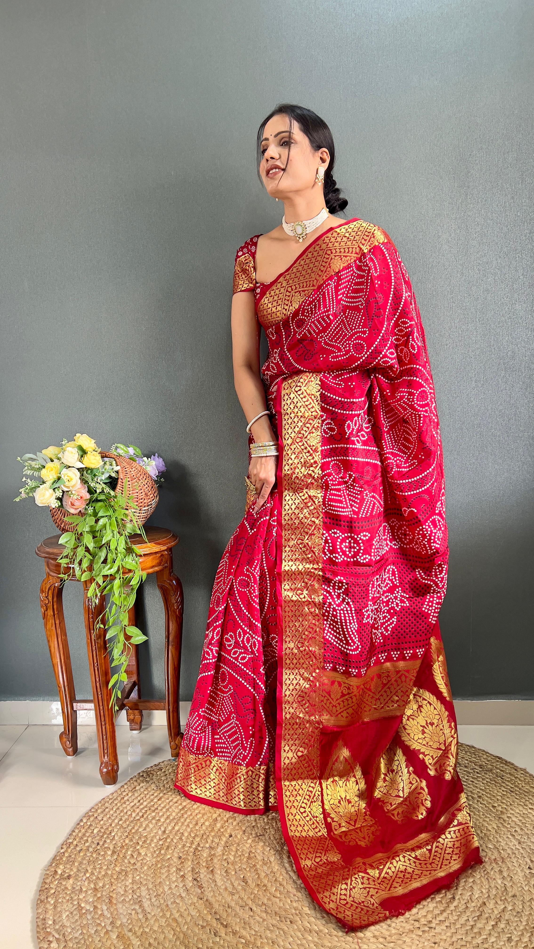 Beautiful Designer Rasleela Art Silk Bandhani Saree