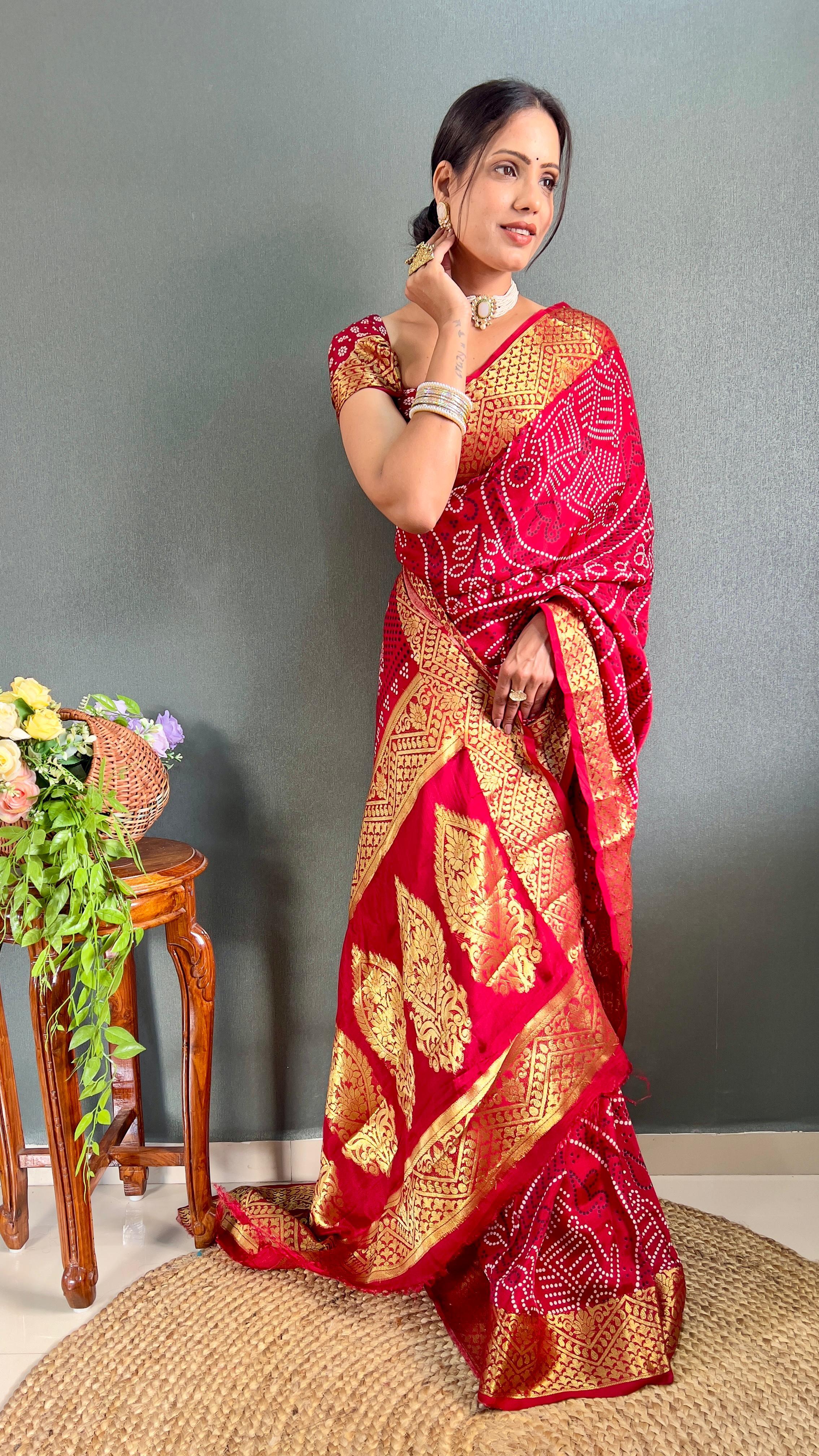Beautiful Designer Rasleela Art Silk Bandhani Saree