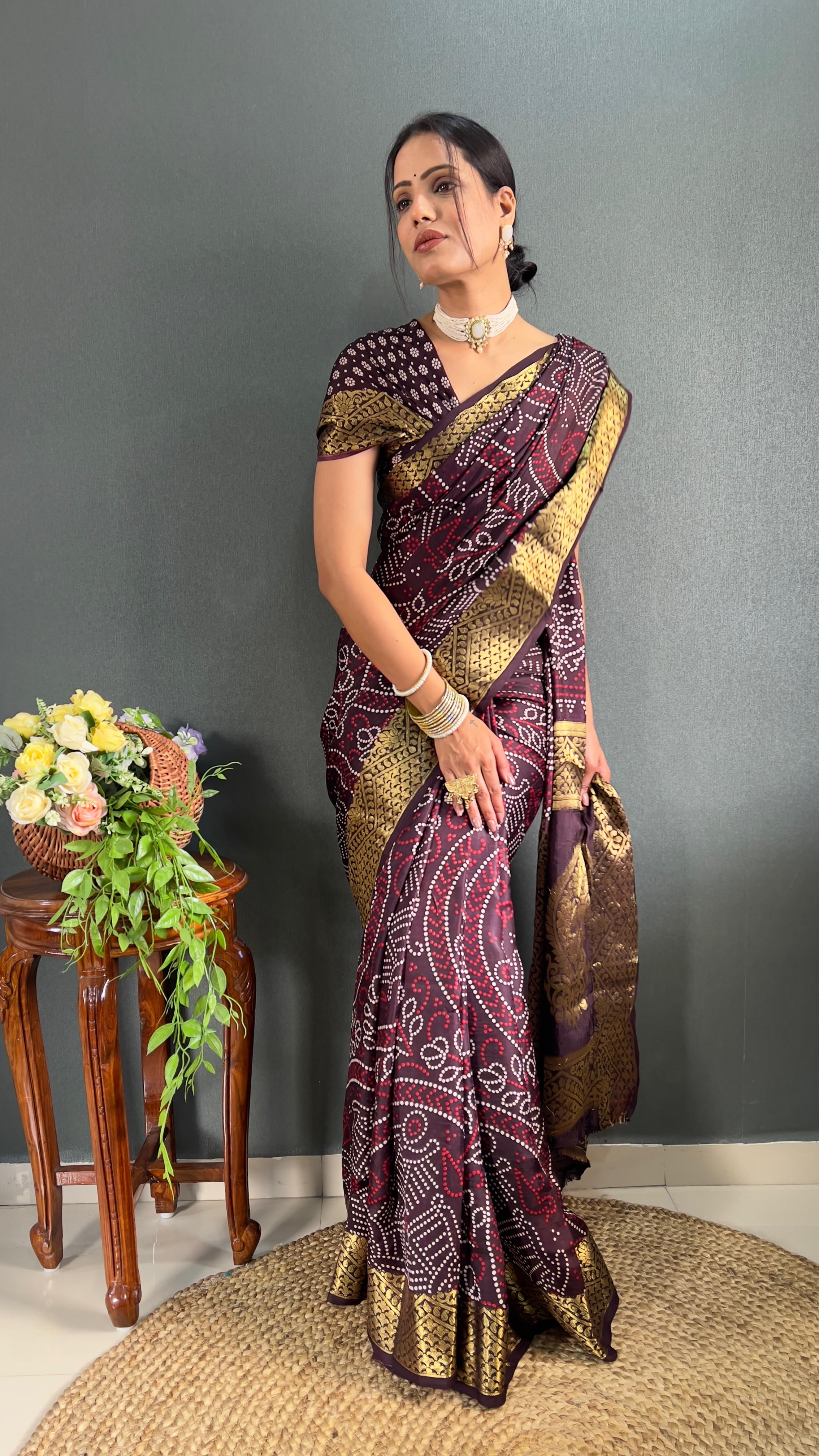 Beautiful Designer Rasleela Art Silk Bandhani Saree