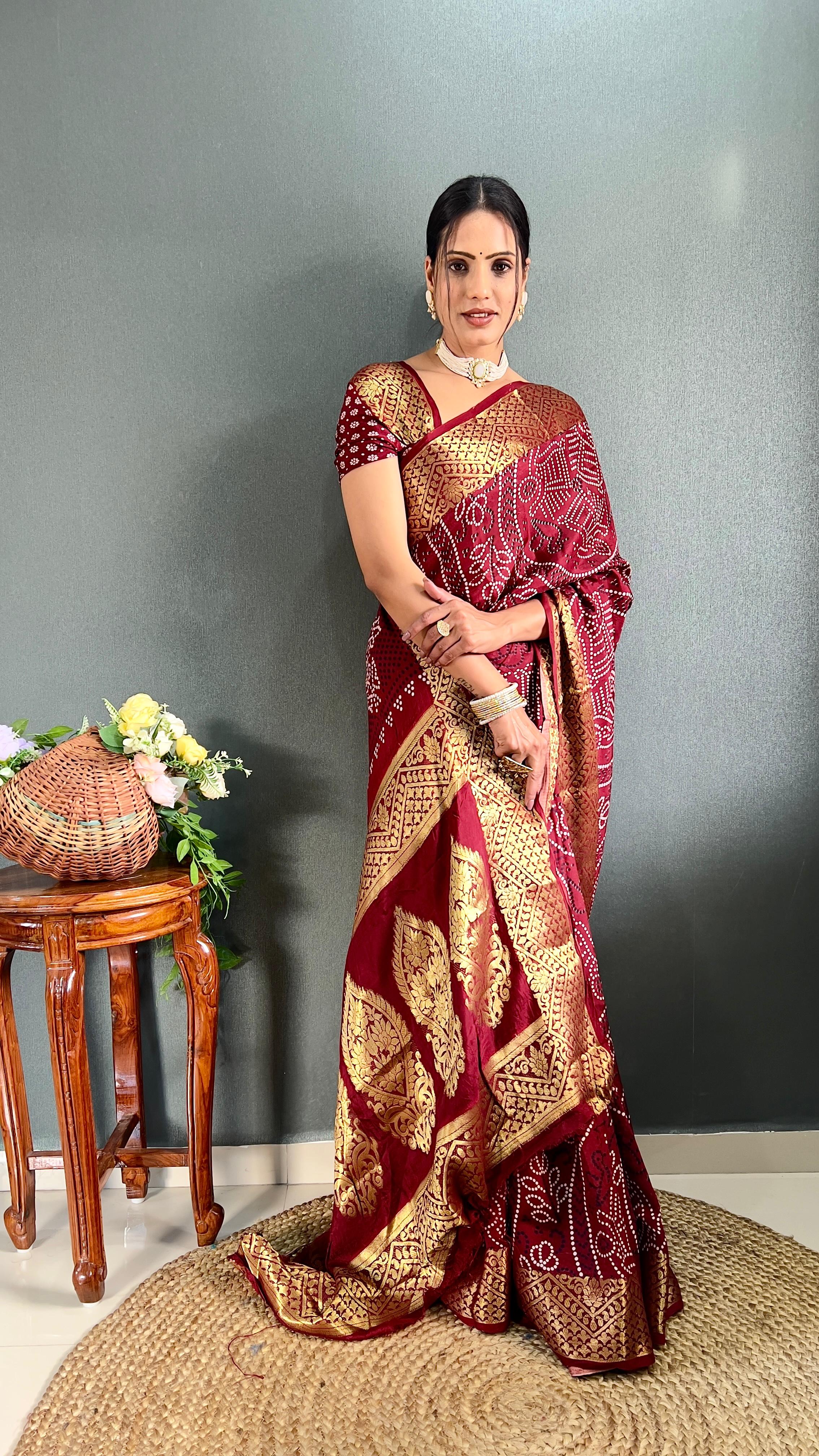 Beautiful Designer Rasleela Art Silk Bandhani Saree