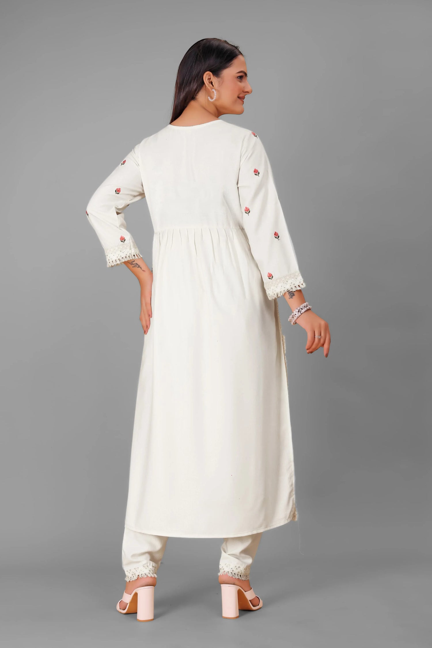 Beautiful Designer Pure Cotton Full Stiched Kurti Pant with Dupatta