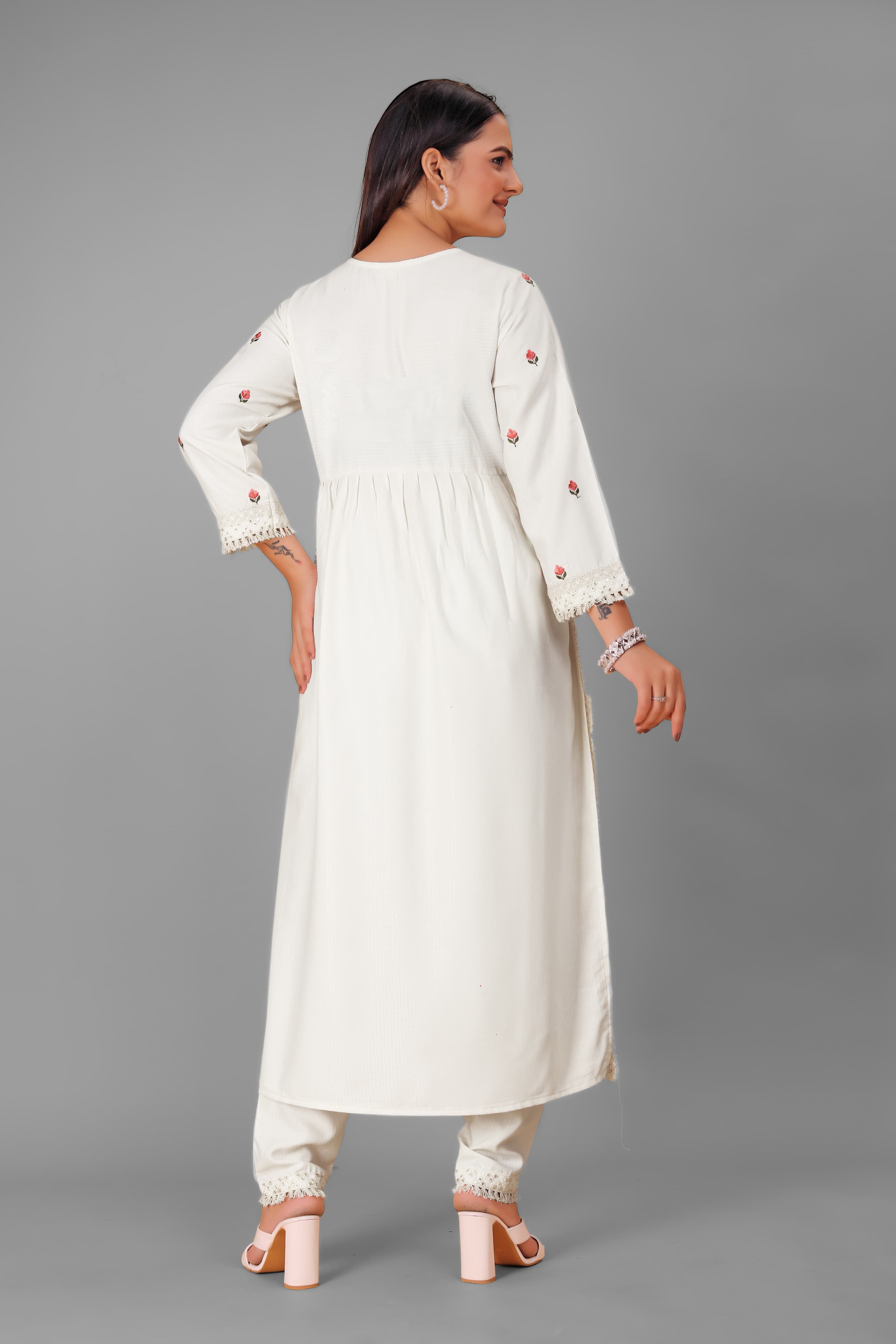 Beautiful Designer Pure Cotton Full Stiched Kurti Pant with Dupatta