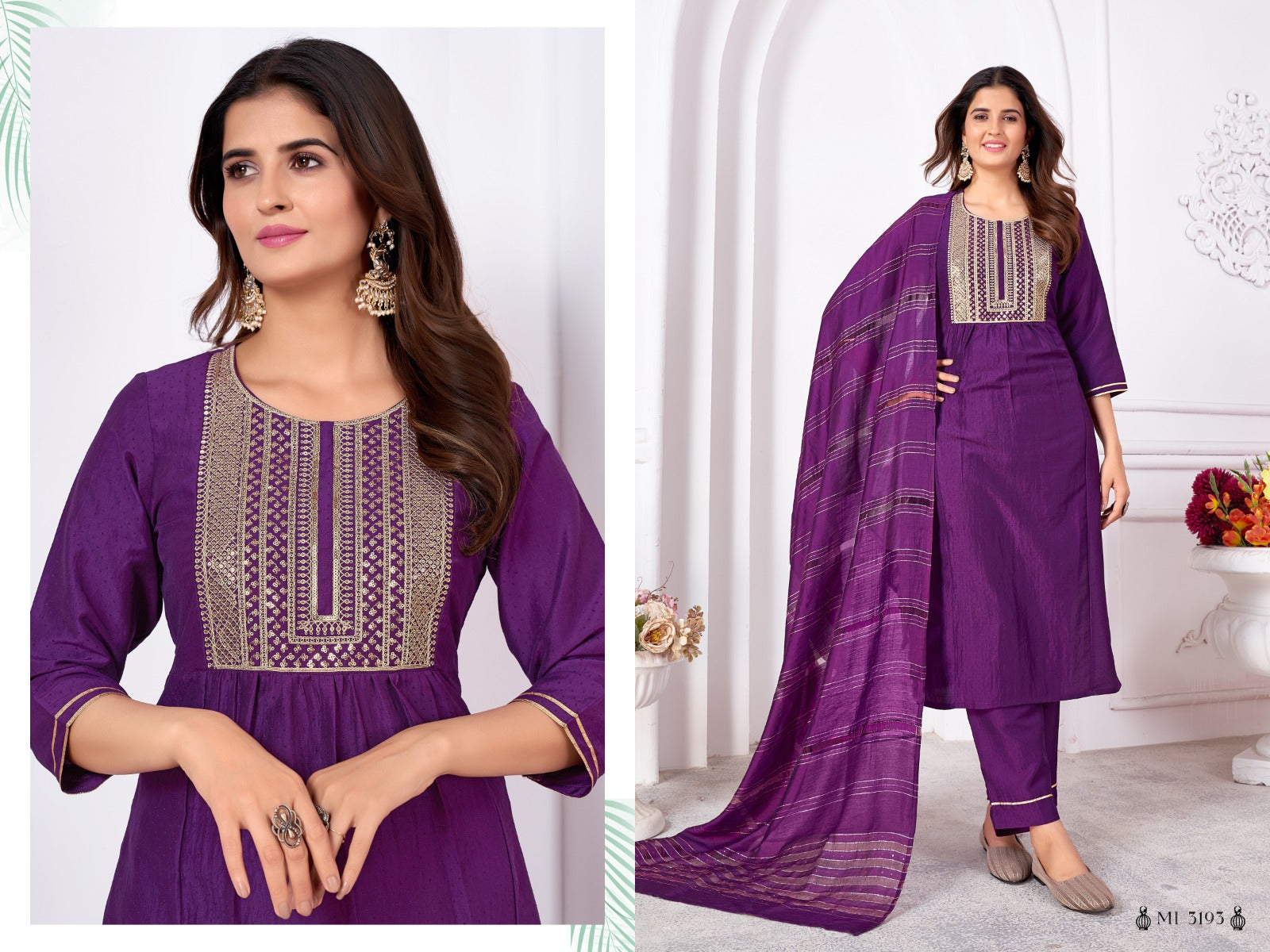 Beautiful Designer Pure Cotton Full Stiched Kurti Pant with Dupatta