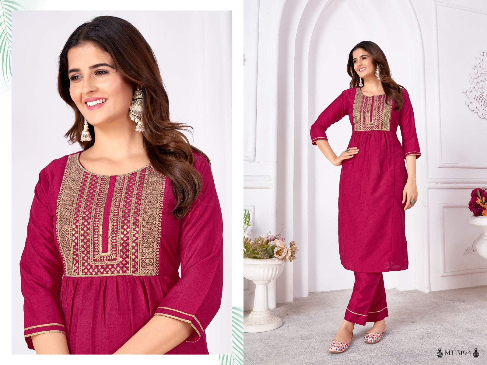 Beautiful Designer Pure Cotton Full Stiched Kurti Pant with Dupatta