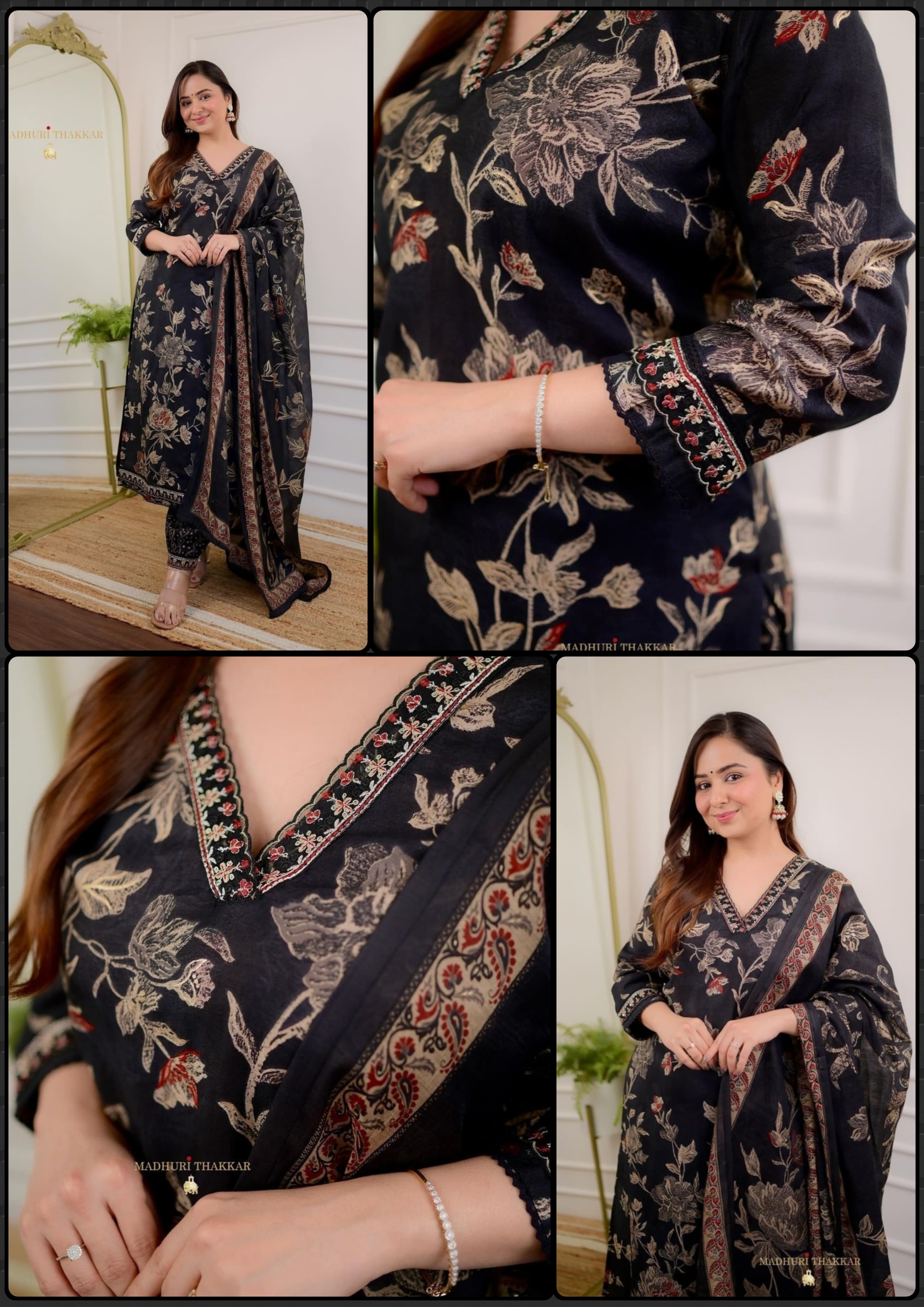 Beautiful Designer Pure Cotton Full Stiched Kurti Pant with Dupatta