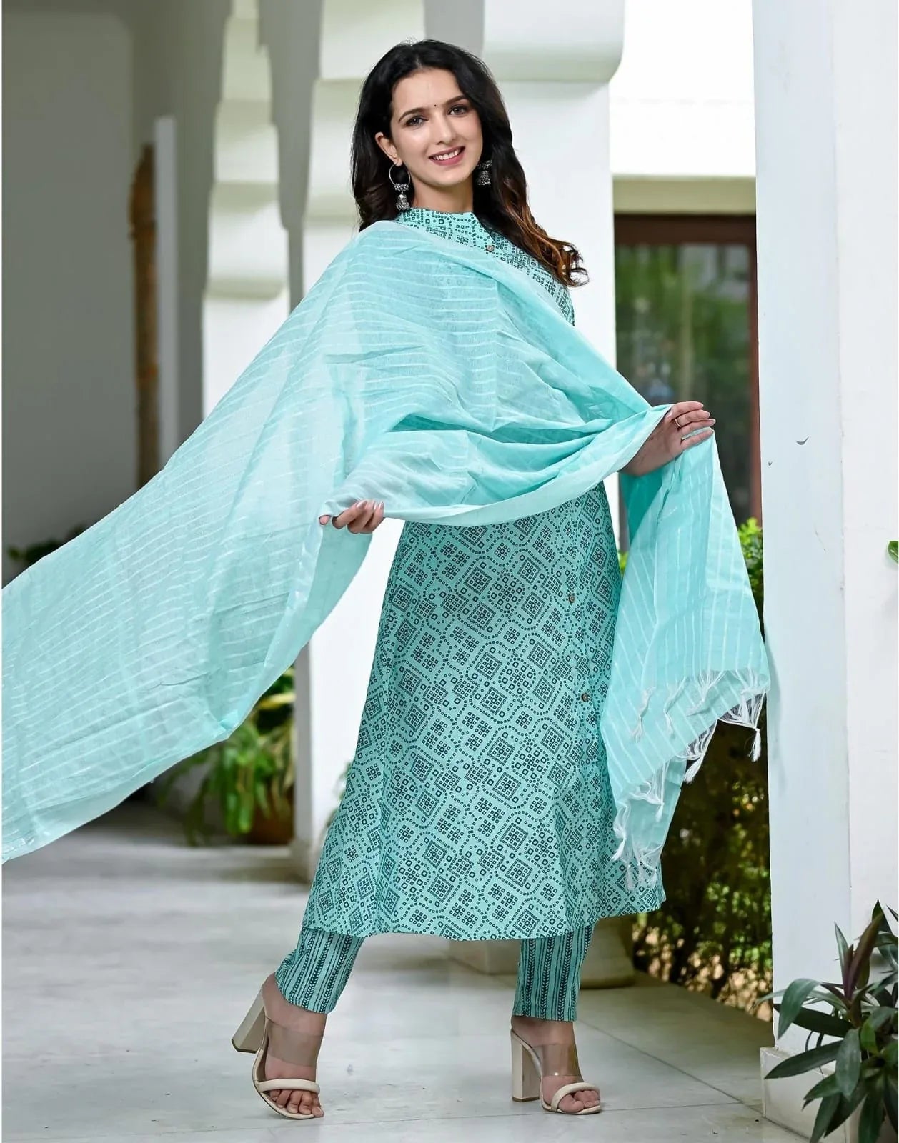 Beautiful Designer Pure Cotton Full Stiched Kurti Pant with Dupatta
