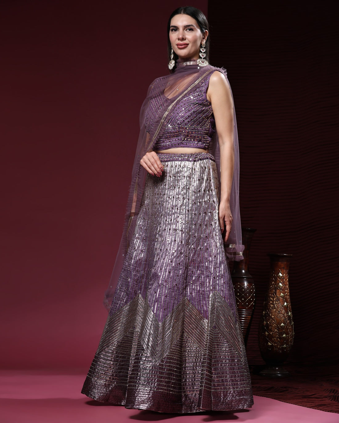 Beautiful Designer Purple Mirror Trendy Lehenga Choli