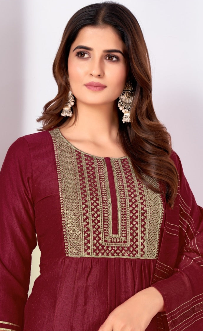 Beautiful Designer Pure Cotton Full Stiched Kurti Pant with Dupatta