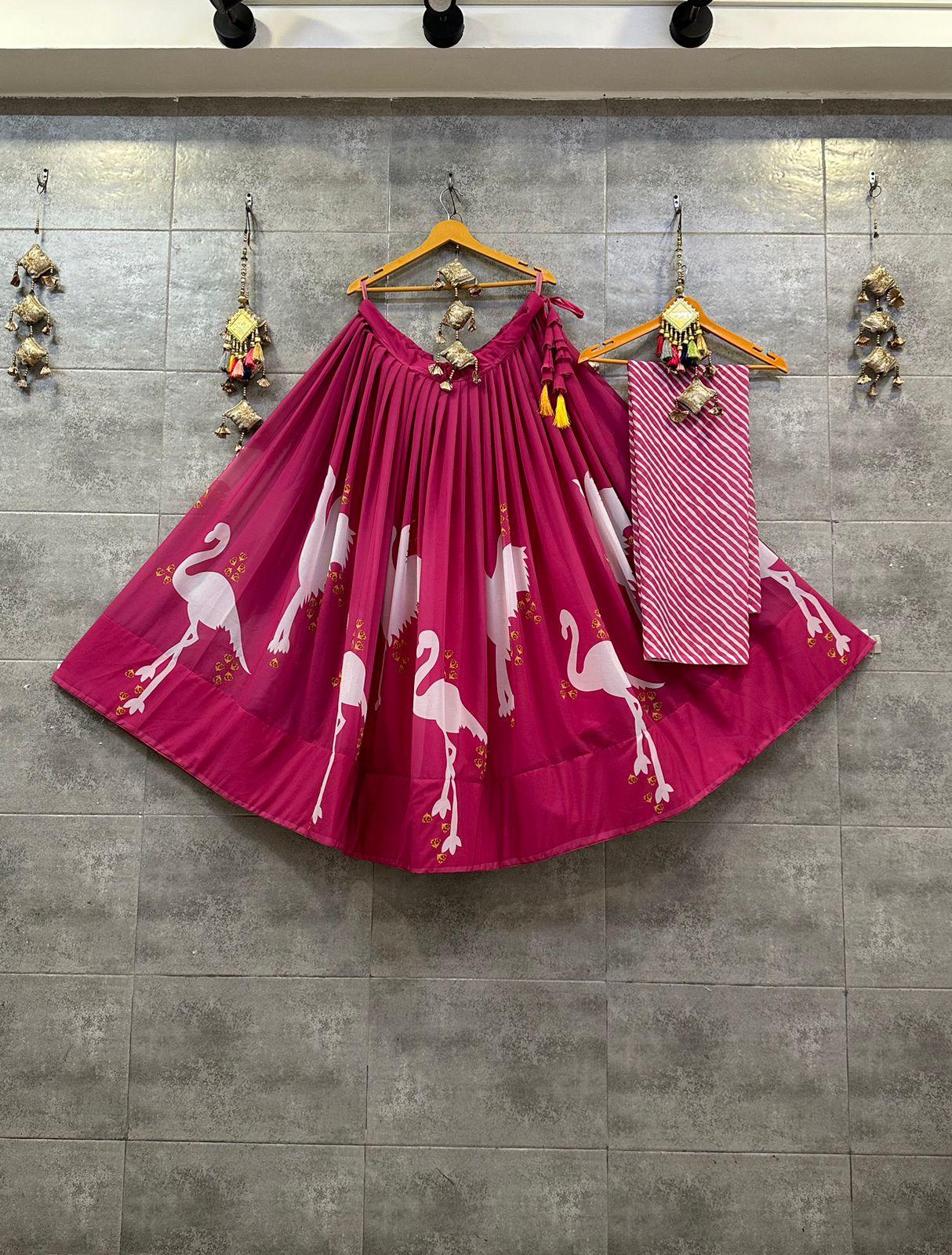 Beautiful Designer Soft Pure Georgette Skirt And Blouse