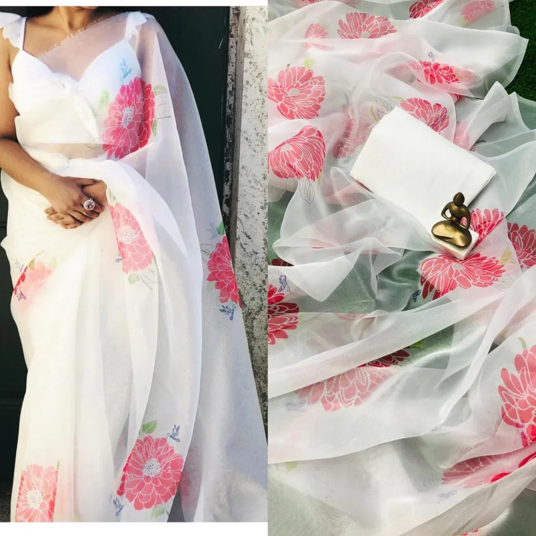 Beautiful Designer Imported Orgenza Silk with Digital Print Saree