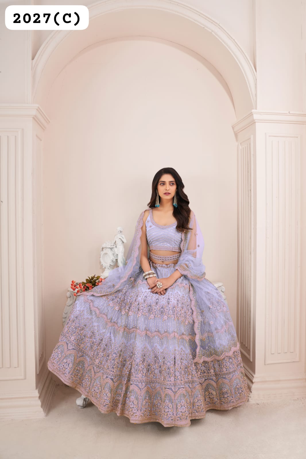 Beautiful Designer Pink Pearl Work Net Bridesmaid Lehenga Choli