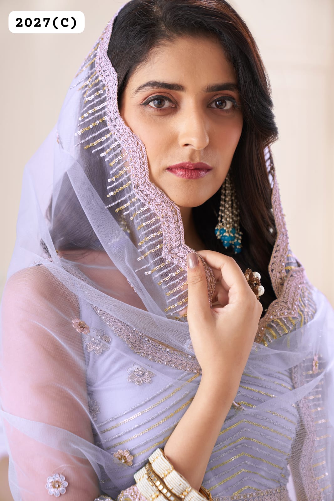 Beautiful Designer Pink Pearl Work Net Bridesmaid Lehenga Choli