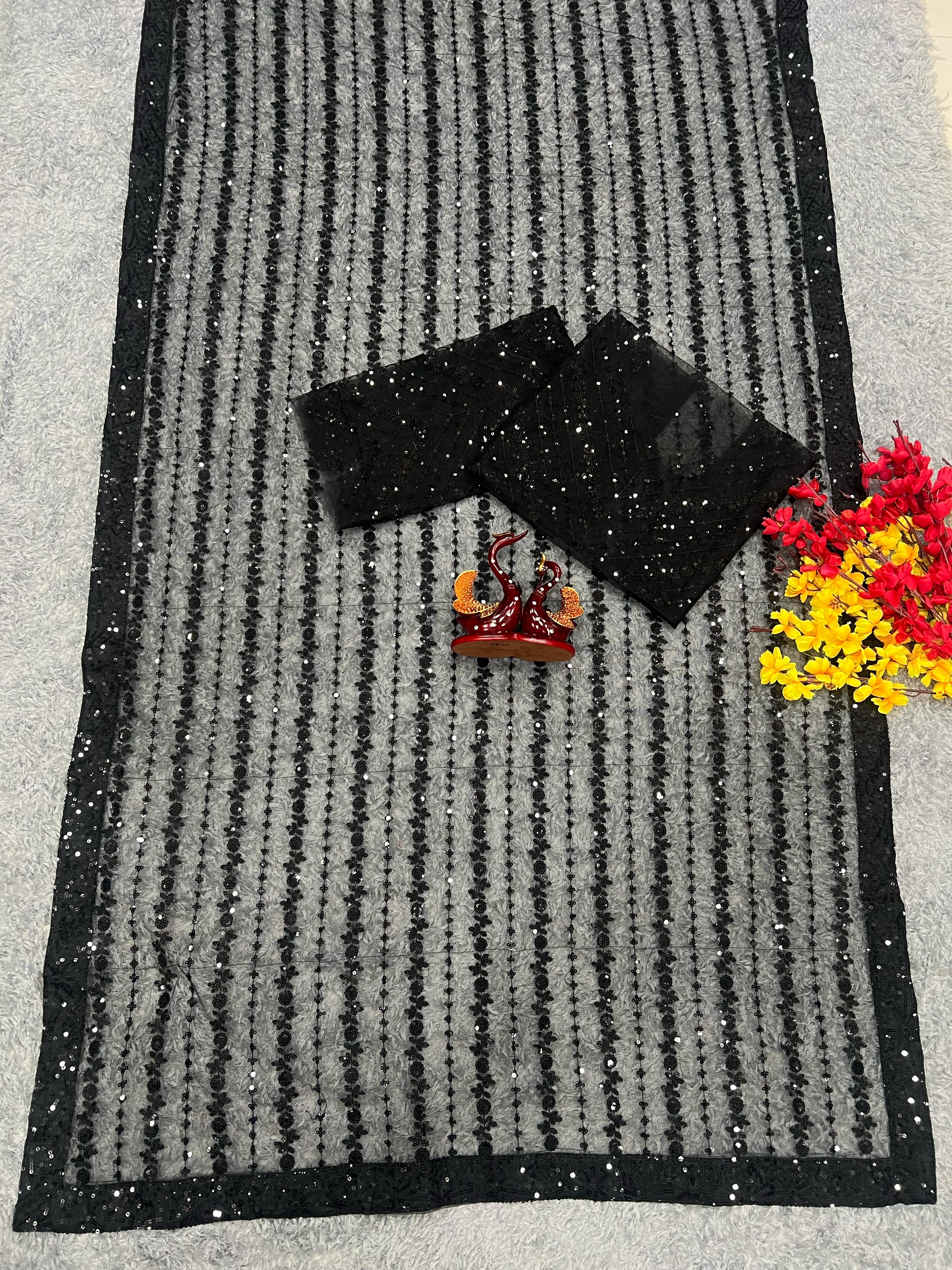 Beautiful Designer Georgette Sequanc Saree Design 5316